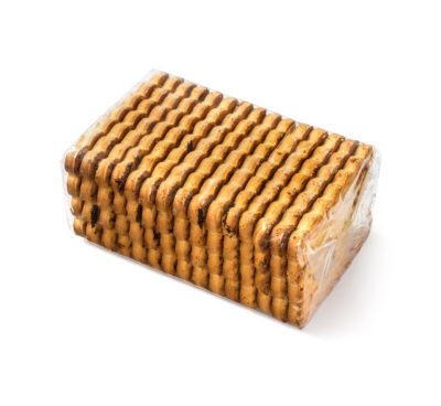 Cookies wrapped in flexible packaging