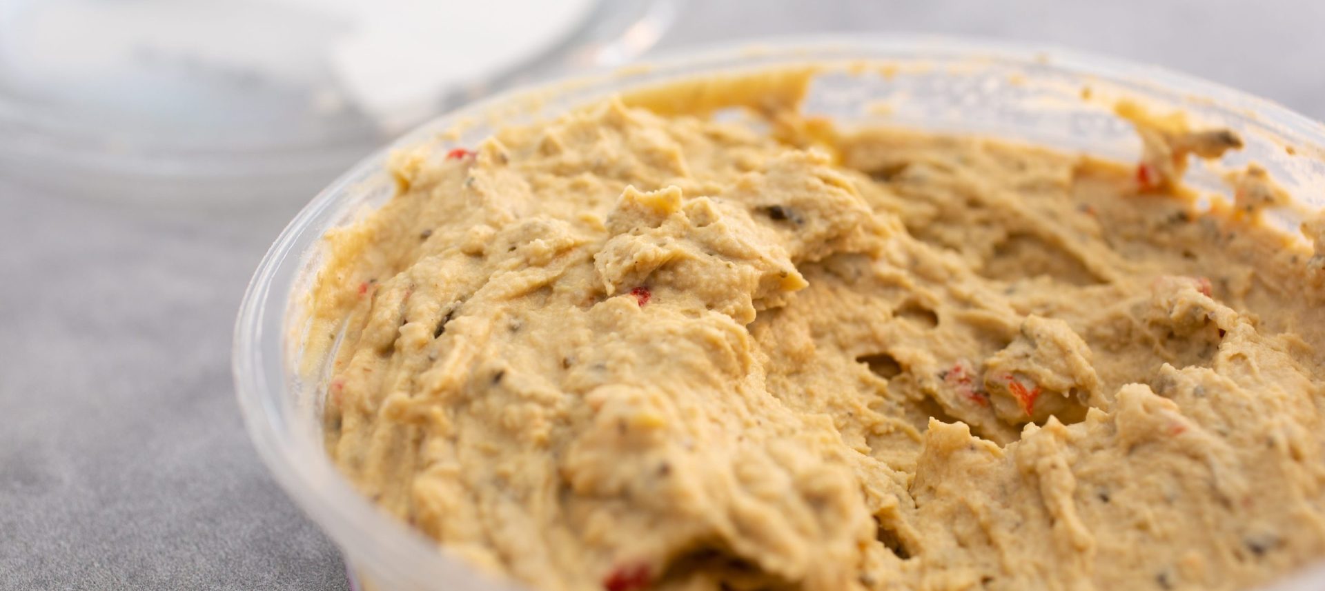 Close up of hummus in a container