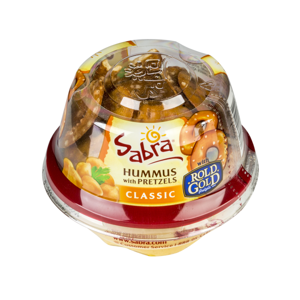 Hummus with pretzels container